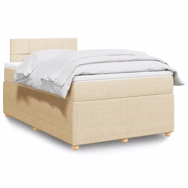 Giroletto a Molle con Materasso Crema 120x190 cm in Tessuto 3287400