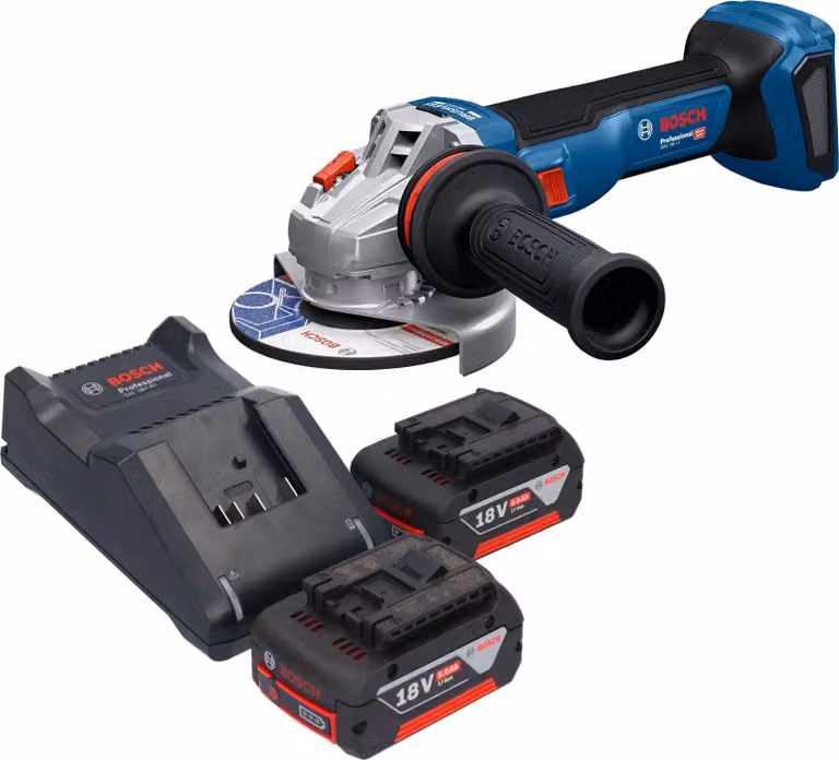 Smerigliatrice angolare a batteria Bosch GWS 18V-11 Professional 18 V 125 mm + 2 batterie da 5,0 Ah + caricabatteria