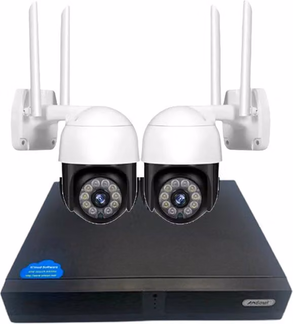 Kit di sicurezza Andowl con 2 telecamere Wi-Fi PTZ 4K e registratore NVR Q-s2000, colore bianco – 1