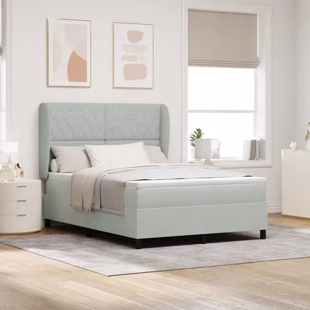 Letto ibrido con testiera in velluto vidaXL Grigio L: 140 cm, P: 190 cm