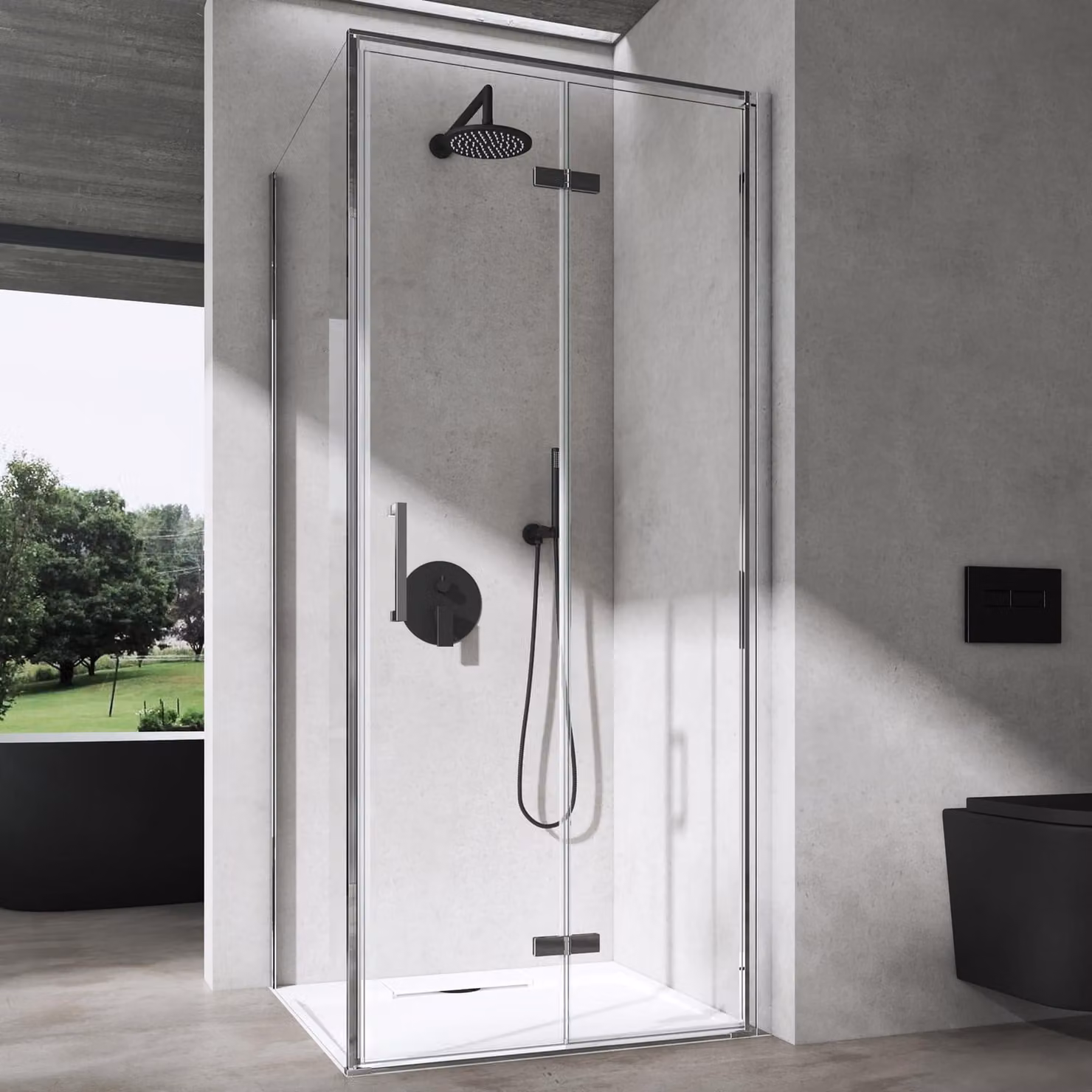 doporro Box Doccia 100x75cm, Cabina Bagno con Porta Pieghevole Vetro di Sicurezza ESG Vetro Trasparente Ravenna37K-Plus