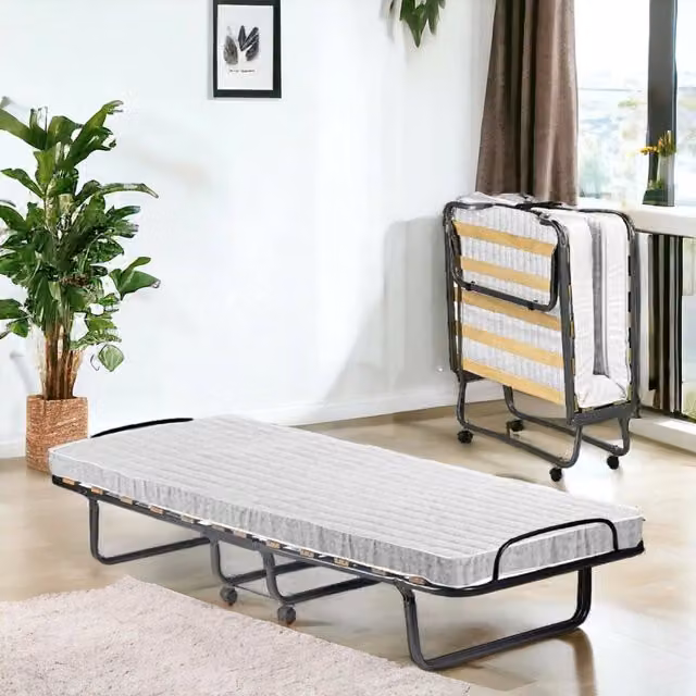 Letto pieghevole con materasso incluso DMORA Brandina Nives nero L 80 cm x P 190 cm – 1