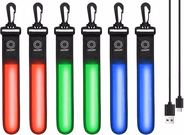 6 luci lampeggianti a LED, zaino, 3 modalità, ricaricabile tramite USB, elementi riflettenti, luce di sicurezza, lampeggiante, zaino per bambini