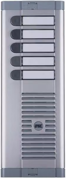 Pulsantiera esterna per citofono URMET MOD. 925 da incasso con 5 pulsanti in alluminio grigio opaco L: 10.2 cm, P: 4.3 cm, H: 29.7 cm
