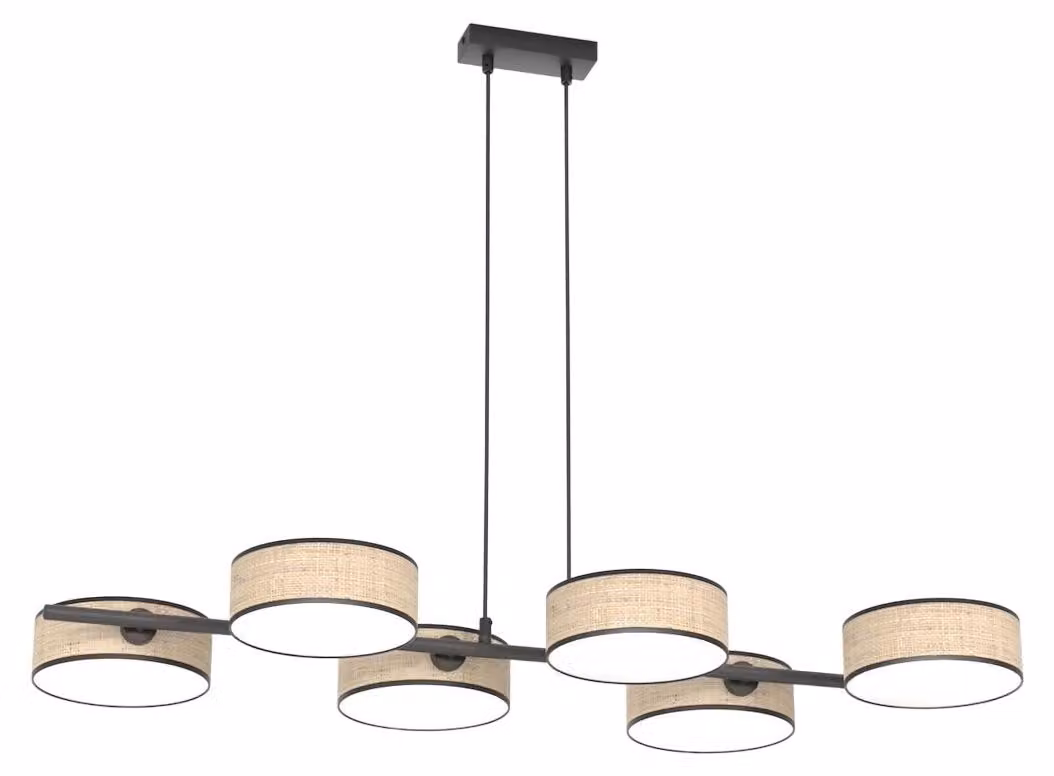 Lampada a sospensione DRUMZ nero-marrone 6xE14x15W in tessuto, dimensioni: 120x100x46 cm, IP20, Emibig
