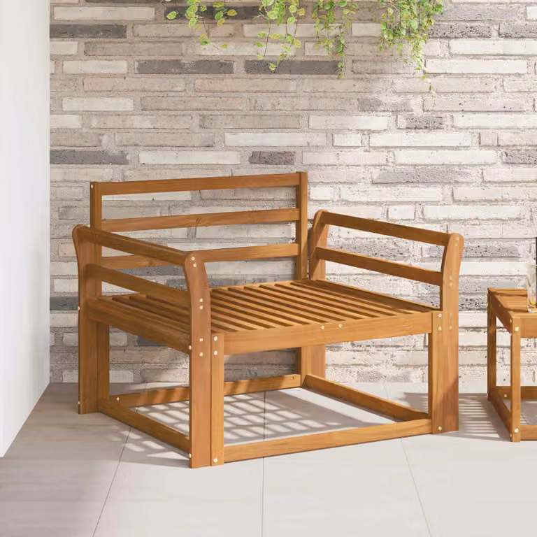 vidaXL Divano centrale per esterno in legno di acacia marrone con struttura in legno massiccio