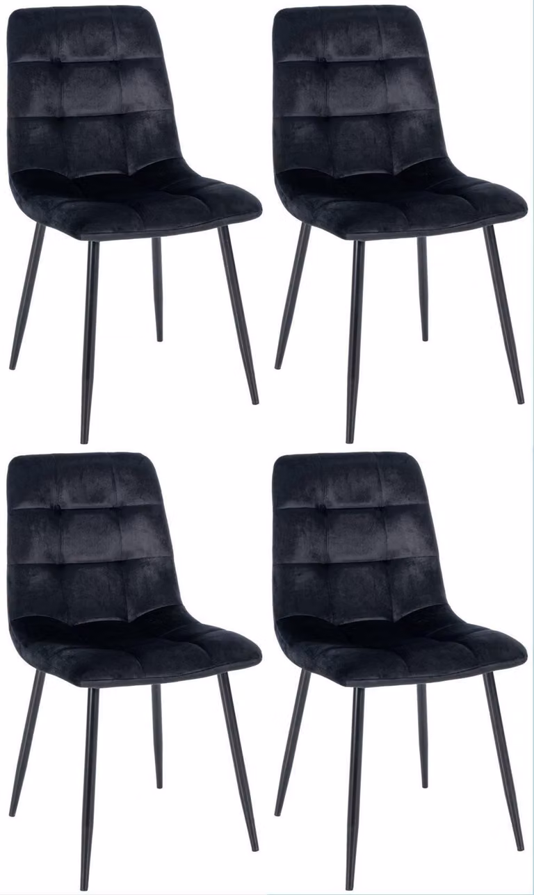 set di 4 sedie da pranzo - sedie da cucina - imbottitura confortevole | colore: nero
