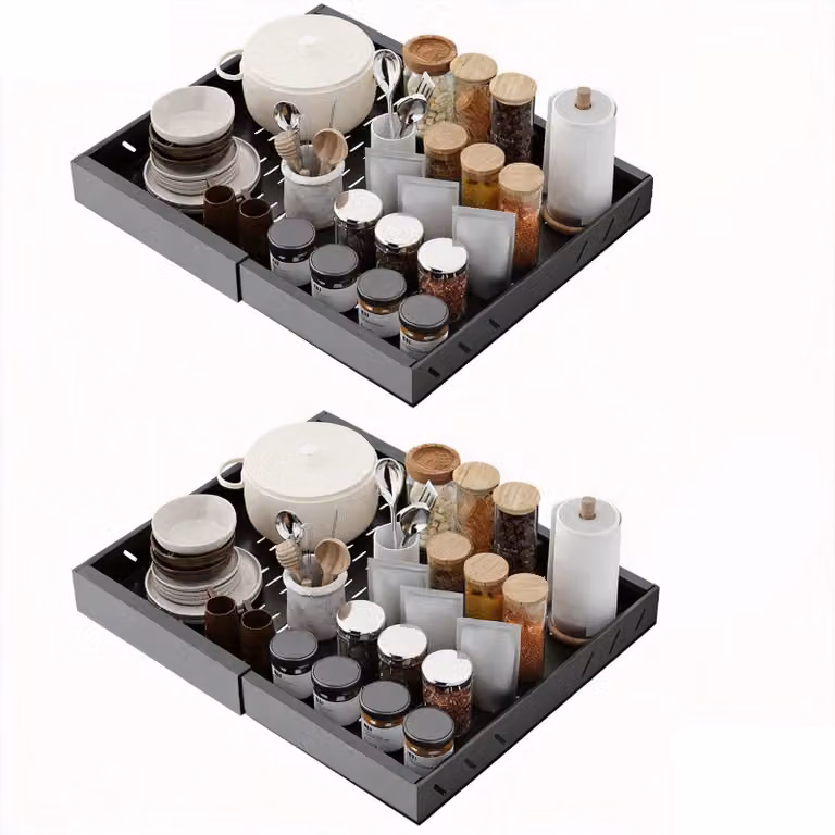 Organizzatore per armadi, design estraibile, vestibilità regolabile, confezione da 2 pezzi, colore nero