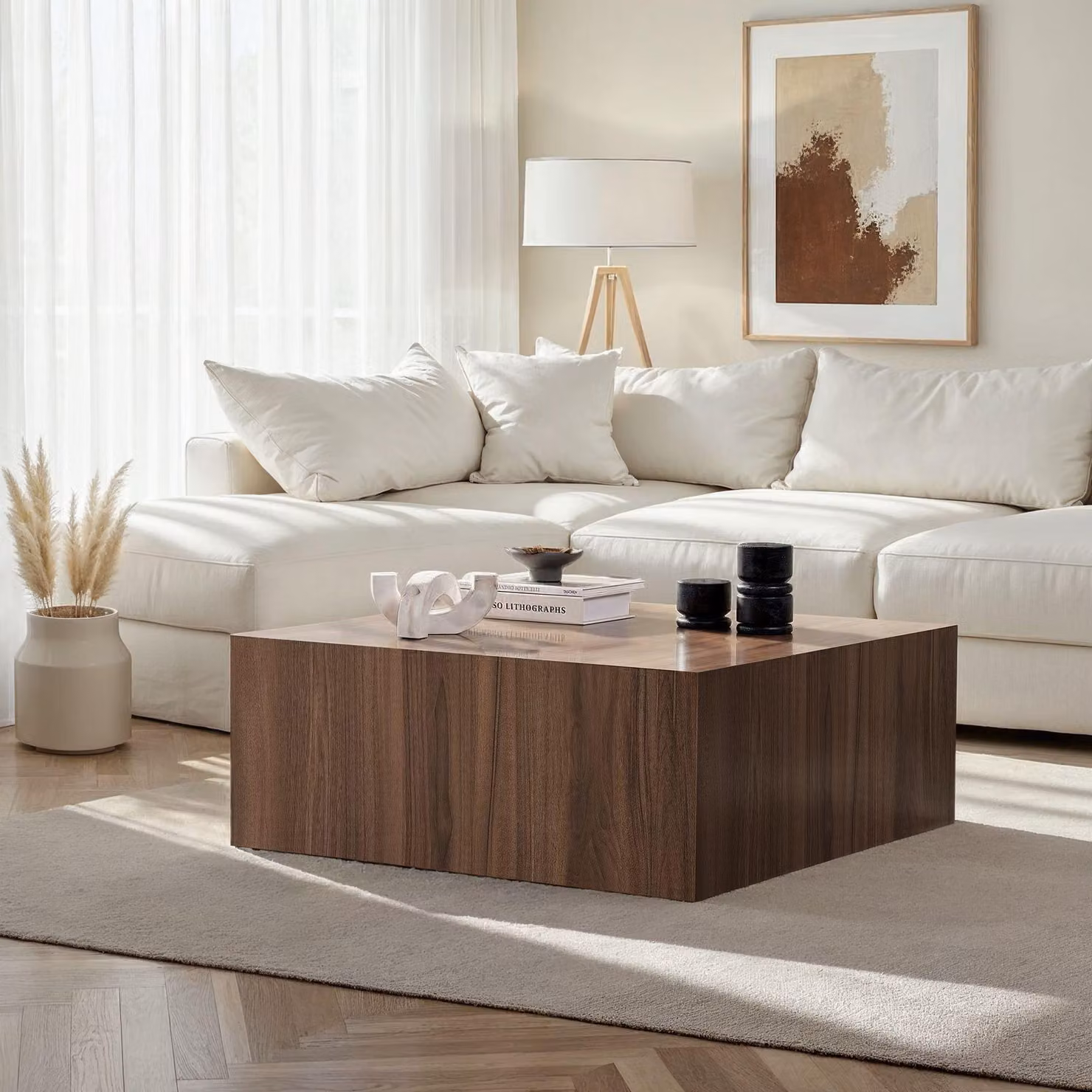 Skye Decor, Prizma - Walnut, tavolino, noce, 100% MDF, 90 x 90 x 35 cm