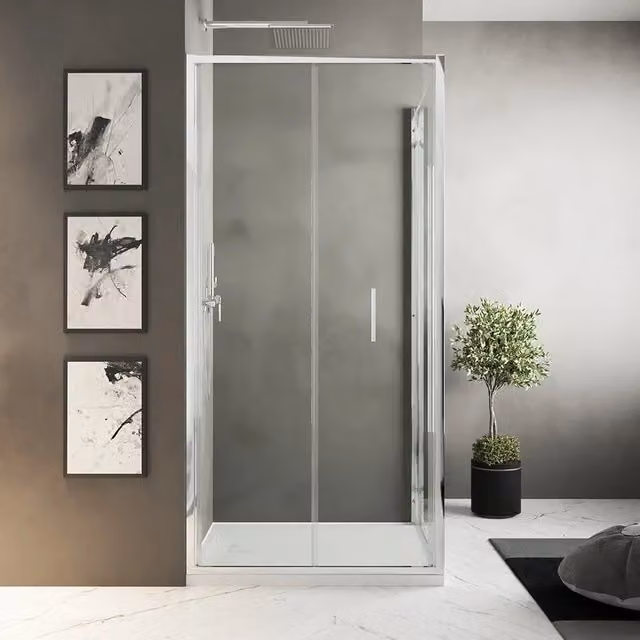 Box doccia slim 75x70cm con porta a libro e parete fissa profili cromati e vetro 6mm trasparente h190| Portofino