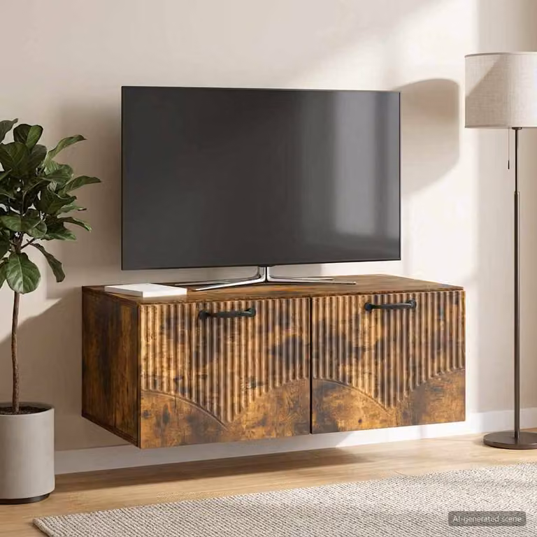 Mobile Porta TV da Muro vidaXL in Rovere Fumo, L 78,5 cm x P 41 cm x H 30 cm