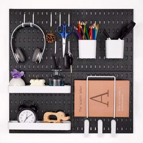 Set di 4 Organizzatori da Parete VEVOR in Plastica con Accessori, Nero, L 28 cm x H 28 cm