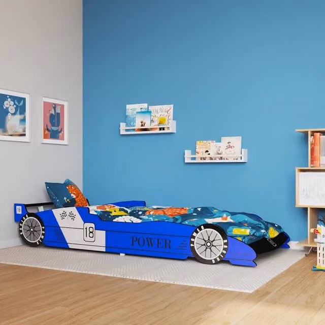 Letto per bambini vidaXL a forma di auto da corsa blu L/P: 90 x 200 cm, H: 225 cm – 1