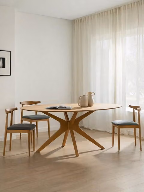 Moore Tavolo da pranzo ovale in rovere e legno massiccio marrone Kenay Home L: 190 cm, H: 75,4 cm