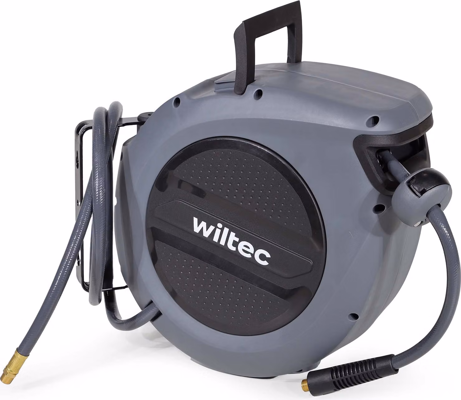 Avvolgitubo per aria compressa Wiltec 20 m, avvolgitubo automatico per aria compressa PP, avvolgitubo per aria compressa 17 bar, avvolgitubo con staffa a 180°