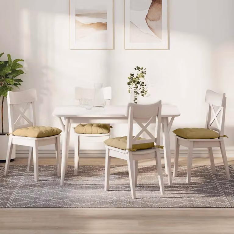 Set di 4 cuscini per seduta vidaXL in tessuto a coste, L/P/H: 40 x 40 x 4 cm, Grigio Verde Beige