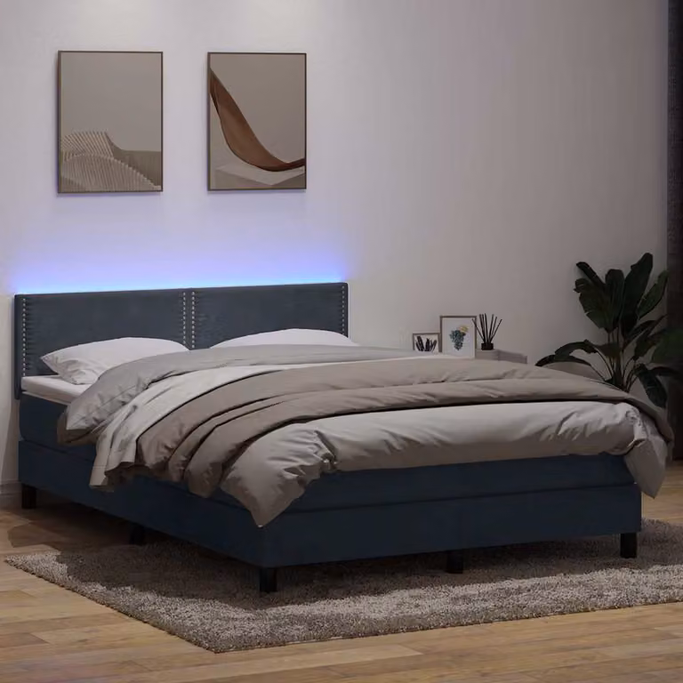 Maison Exclusive - Letto box spring con materasso e LED grigio scuro 160x210 cm velluto