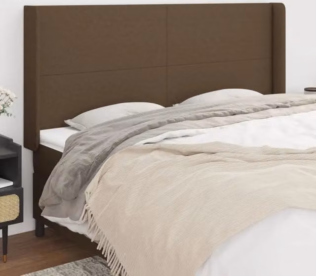 Testiera ad Orecchio Marrone Scuro 203x16x118/128 cm in Tessuto 3119325