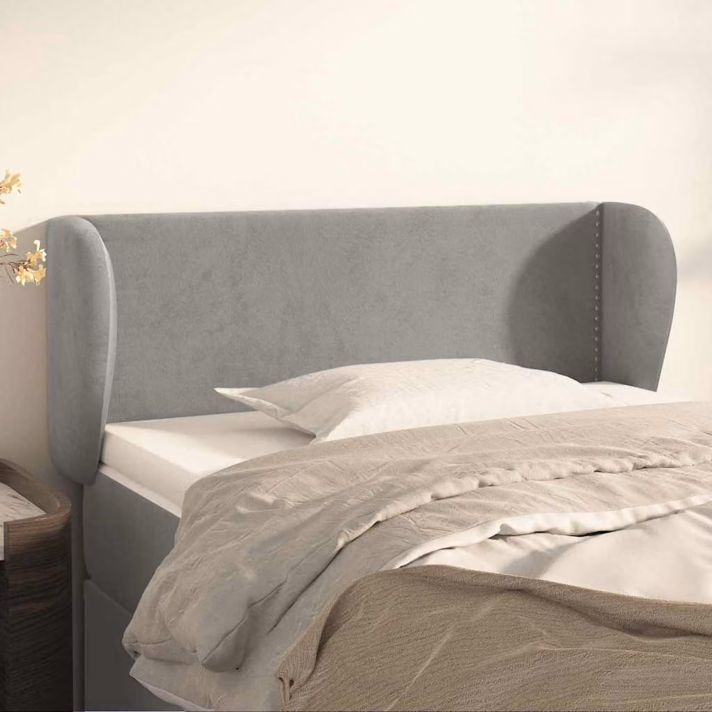 Testiera ad orecchio vidaXL in velluto grigio chiaro L: 103 cm, P: 23 cm, H: 78-88 cm