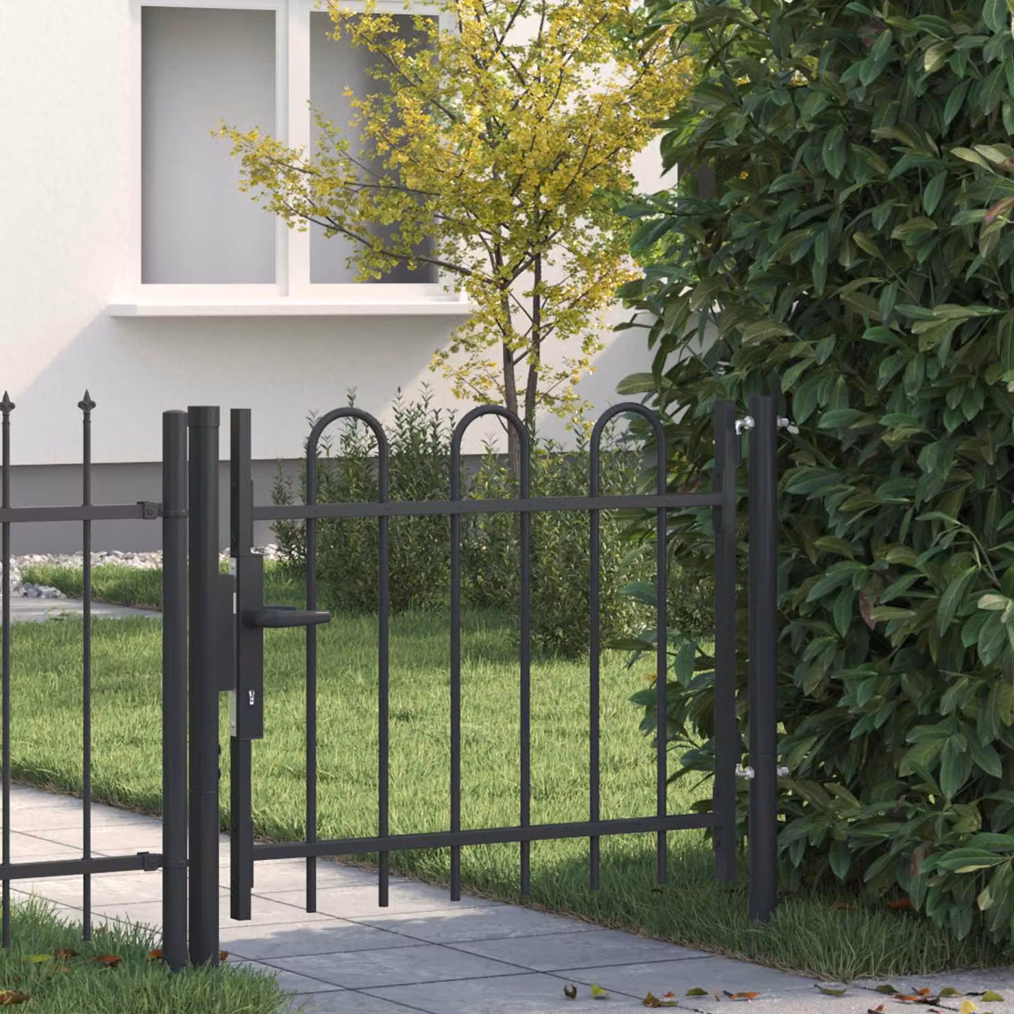 Cancello singolo per recinzione vidaXL in acciaio, colore antracite, L: 103 cm, H: 124,5 cm