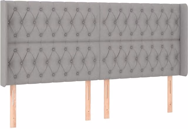 Testiera ad orecchio in tessuto grigio con struttura in legno di larice L: 183 cm, P: 16 cm, H: 118/128 cm