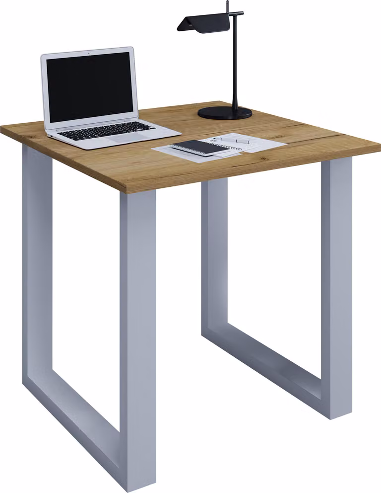 Scrivania in legno | H. 76 x W. 80 x T. 80 cm | Tavolo per computer semplice | piedini in metallo di alta qualità | Tavolo da lavoro | Mobili da ufficio - Lona U
