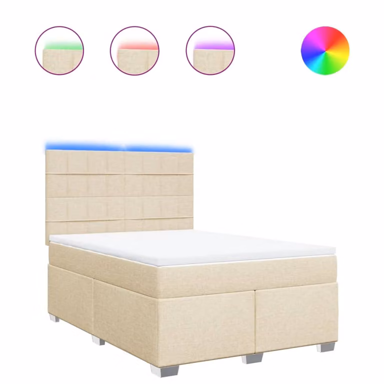 Giroletto a Molle con Materasso Crema 140x19 cm in Tessuto