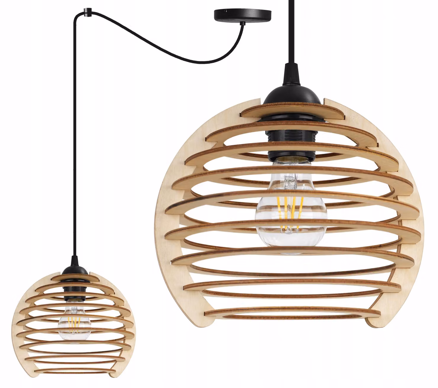 Lampada a sospensione, lampadario da soffitto, legno, paralume LED