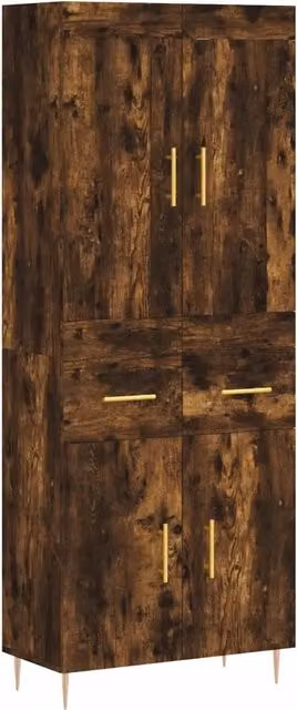 Credenza | Madia | Buffet da pranzo | Armadio da pranzo Rovere Fumo 69,5x34x180 cm in Legno Multistrato