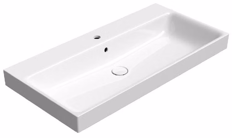Sapho GSI Nubes - Lavabo 1000x500 mm, con sfioratore, foro per rubinetto, ExtraGlaze, bianco 9623111
