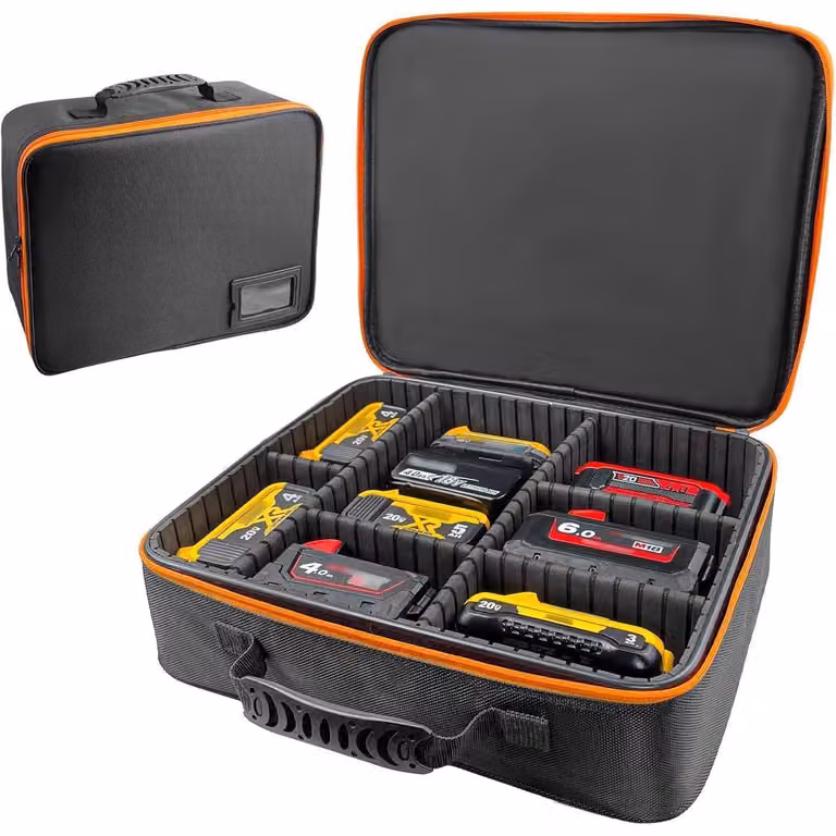 Custodia rigida per utensili, dimensioni 38,5x32x10 cm, con divisori per batterie e caricabatterie, impermeabile e resistente agli urti