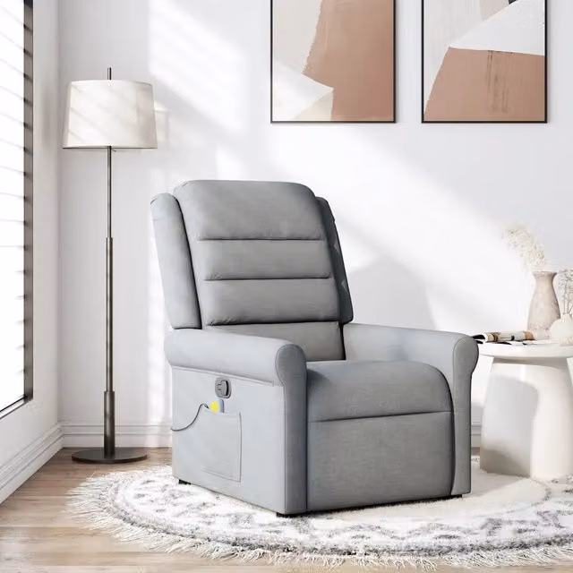 Poltrona Relax Reclinabile vidaXL in Tessuto Grigio con Braccioli L/P/H: 73 x 42,5 x 91,5 cm