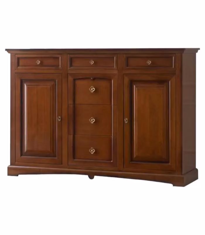 Credenzone in legno di pioppo marrone con 2 porte e 6 cassetti Mobili 2G L/P/H: 170 x 46 x 116 cm – 2