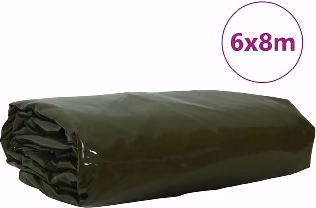 Telo 650g / m2 Verde oliva 6 x 8 m Tela con rivestimento in PVC