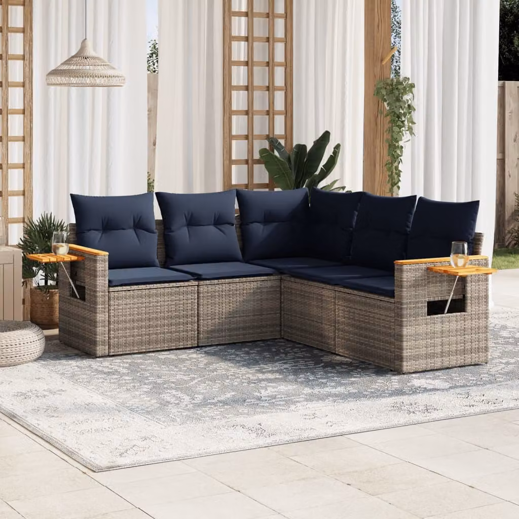 Maison Exclusive - Set Divani da Giardino 5 pz con Cuscini Grigio in Polyrattan