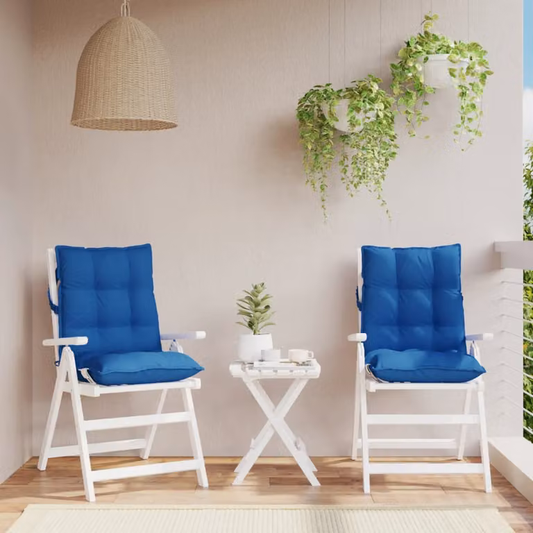 Set di 2 cuscini per sedia con schienale basso vidaXL in tessuto Oxford blu