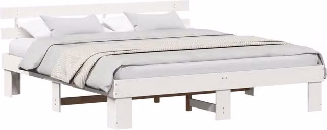 Letto matrimoniale | Letto per adulti | Struttura del letto Bianco 180 x 200 cm Pino massello