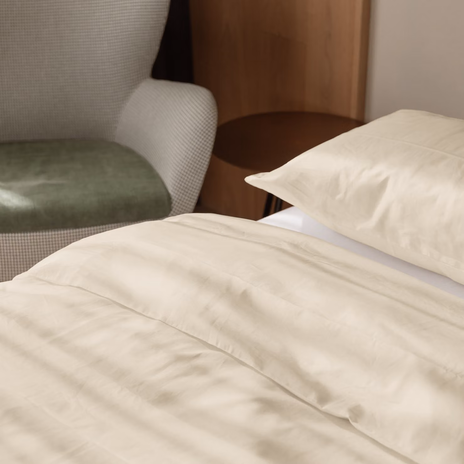 Parure copripiumino e federe DaunenStep in cotone beige con chiusura a zip, L 135 cm x P 200 cm – 3