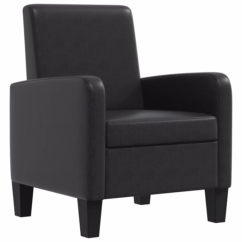 Poltrona moderna vidaXL in similpelle nera con struttura in legno di pino e braccioli – 2