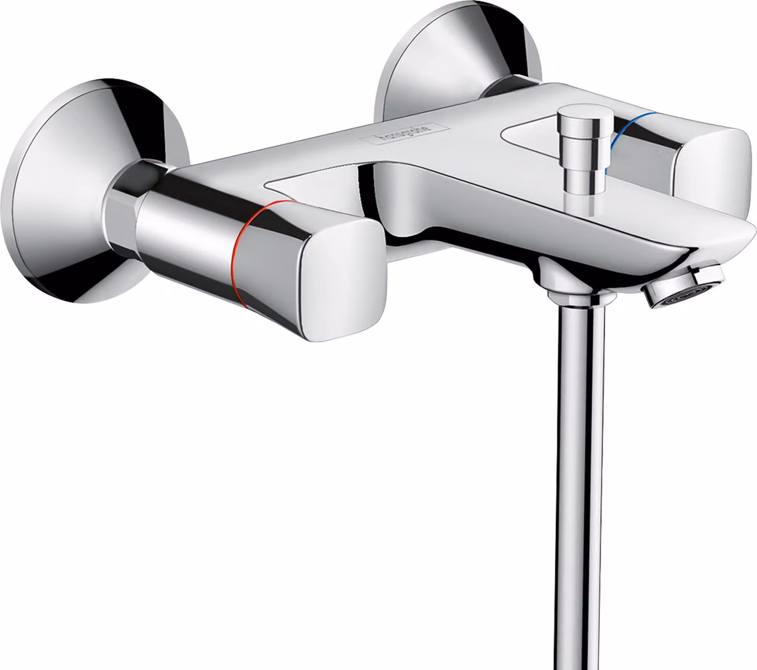 hansgrohe Logis Mitigeur de bain à 2 poignées, apparent, 2 consommateurs, saillie 217mm, chromé, 71243000, 71243000