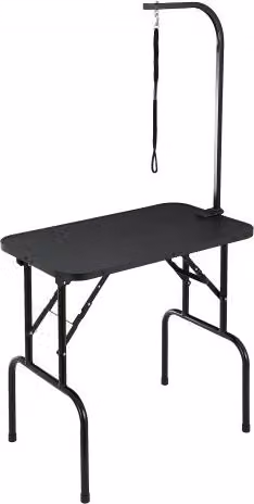 Tavolo per toelettatura professionale VEVOR per cani e gatti, modello pieghevole con braccio singolo, colore nero, portata massima 99,8 kg