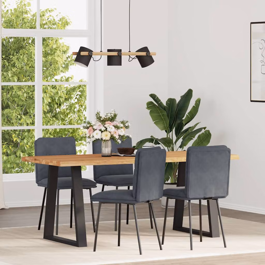 Set di 4 sedie da pranzo vidaXL in velluto grigio scuro con struttura in metallo e legno