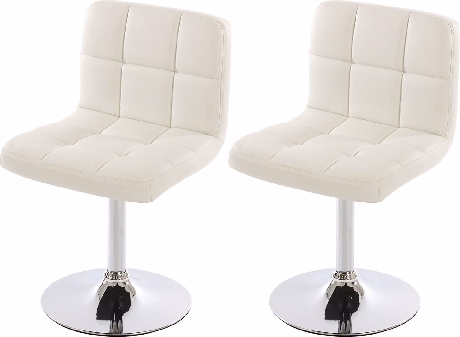 set di 2 sedie per sala da pranzo Sedia girevole Sedia Kavala in Pelle finta cromo ~ bianco