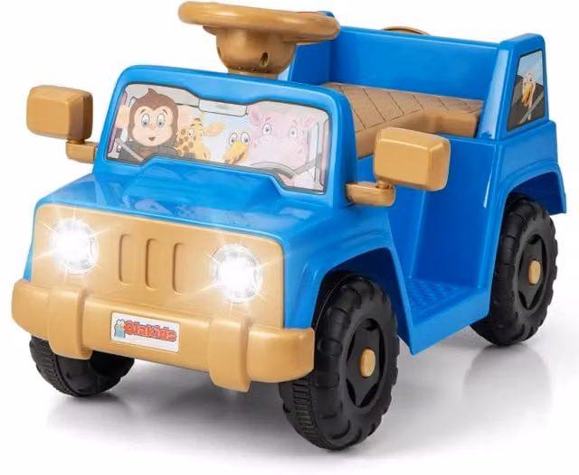 Auto elettrica per bambini con effetti luce e suono, design moderno in plastica blu, L/P/H: 66 x 42 x 40 cm