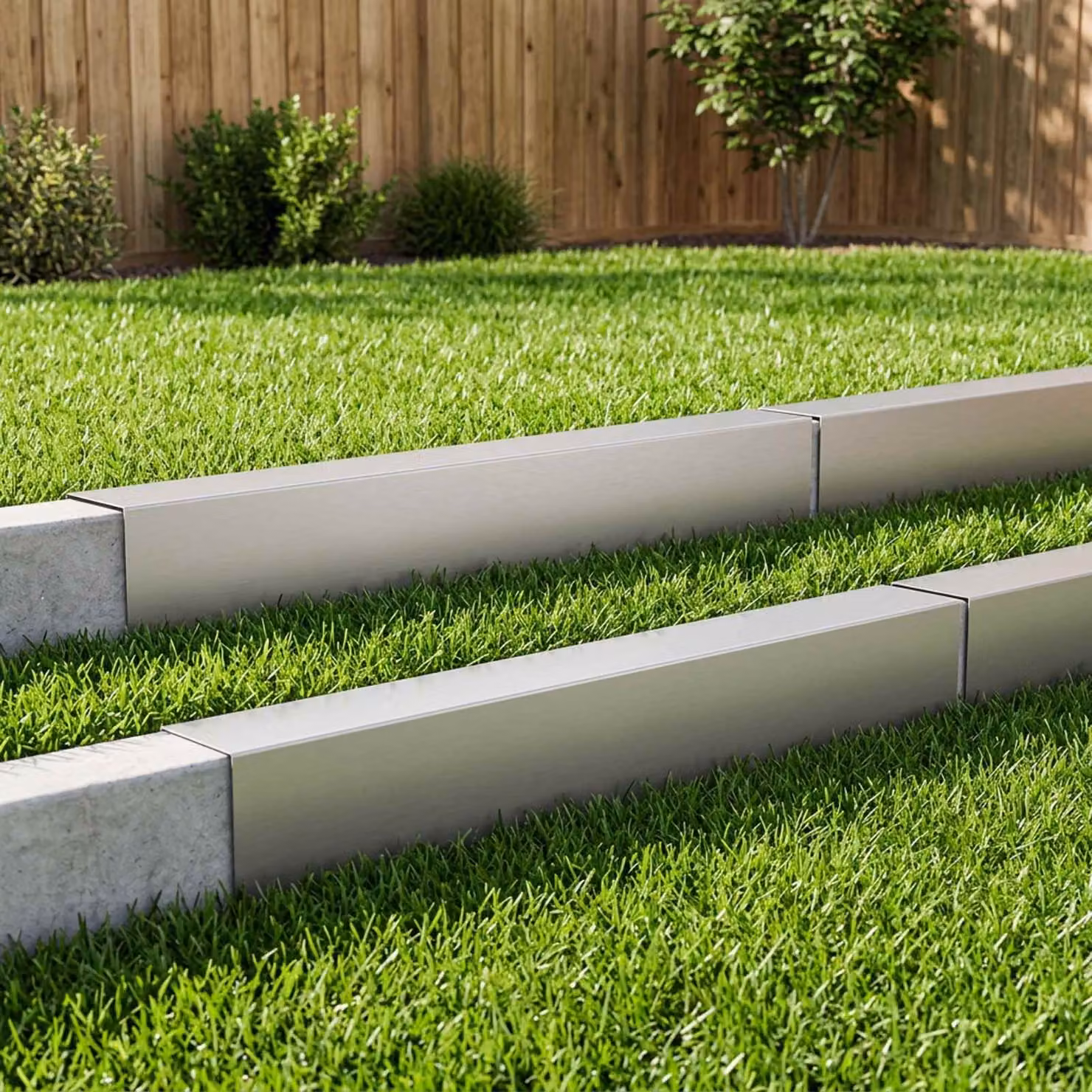 Set di 10 profili di copertura per giardino vidaXL in acciaio inossidabile grigio, L: 100 cm, P: 10 cm, H: 15 cm