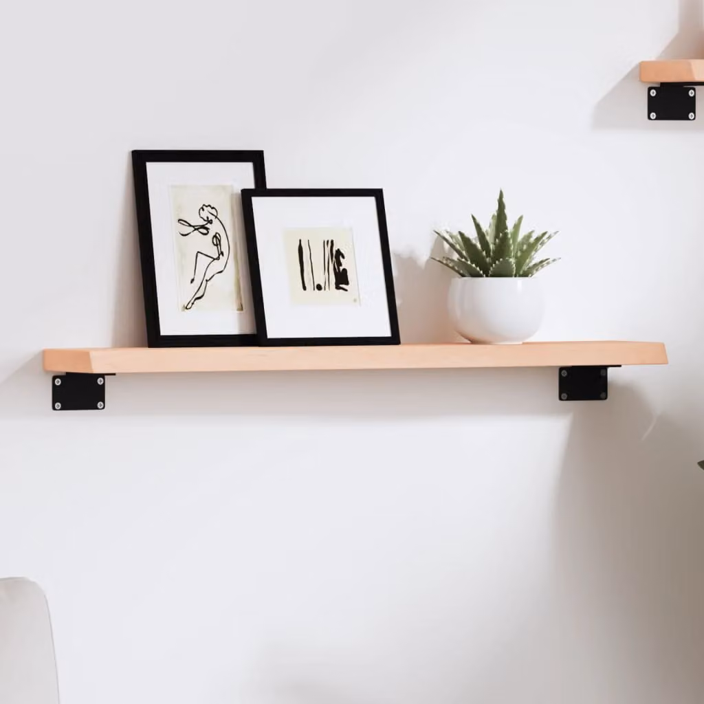 vidaXL Ripiano a Parete in Legno Massello di Rovere Non Trattato, Colore Marrone, L 60 x P 10 x H 2 cm