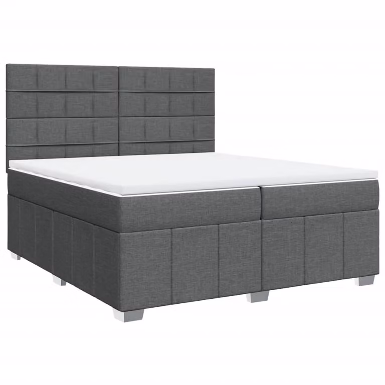 Giroletto a Molle con Materasso Grigio Scuro 200x200 cm Tessuto