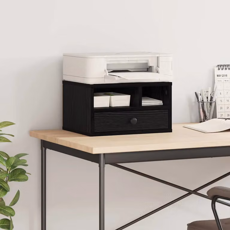 vidaXL Supporto per Stampante Moderno in MDF Nero L 40 cm, P 32 cm, H 24 cm