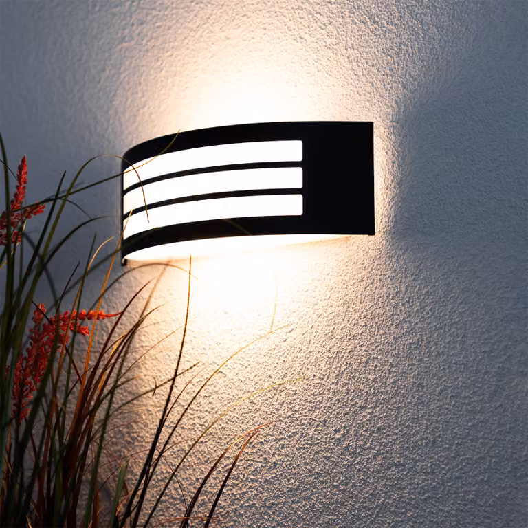 LUMILED lampada da parete per esterni lampada da parete per esterni LED E27 applique da parete casa terrazza facciata IP44 acciaio inox nero rettangolare superiore e inferiore