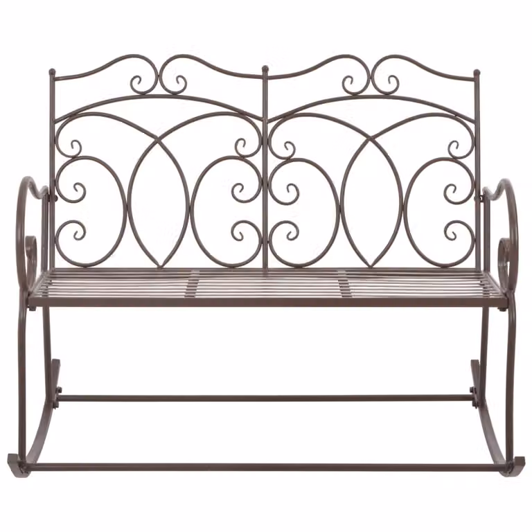 Panchina da giardino 104 cm in ferro marrone antico